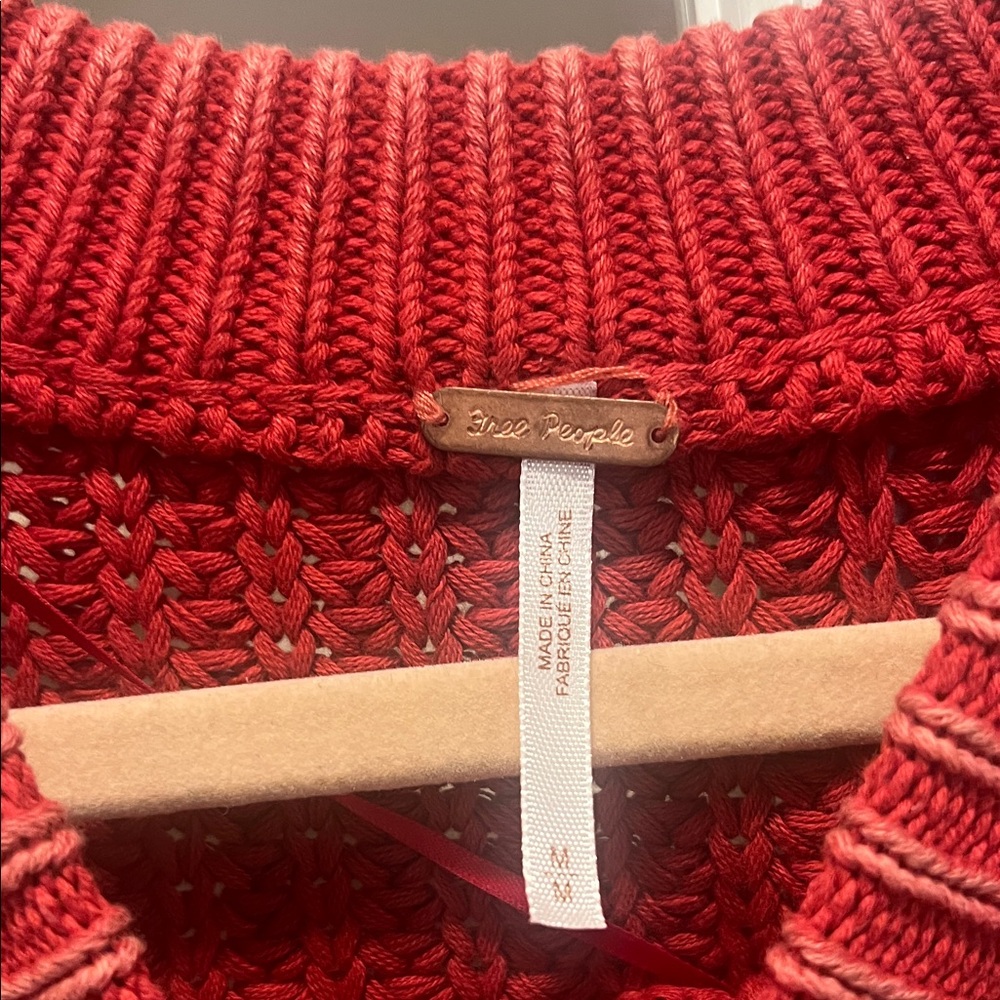Free People Rich Red Cable Knit Sweater - Picture 2 of 9
